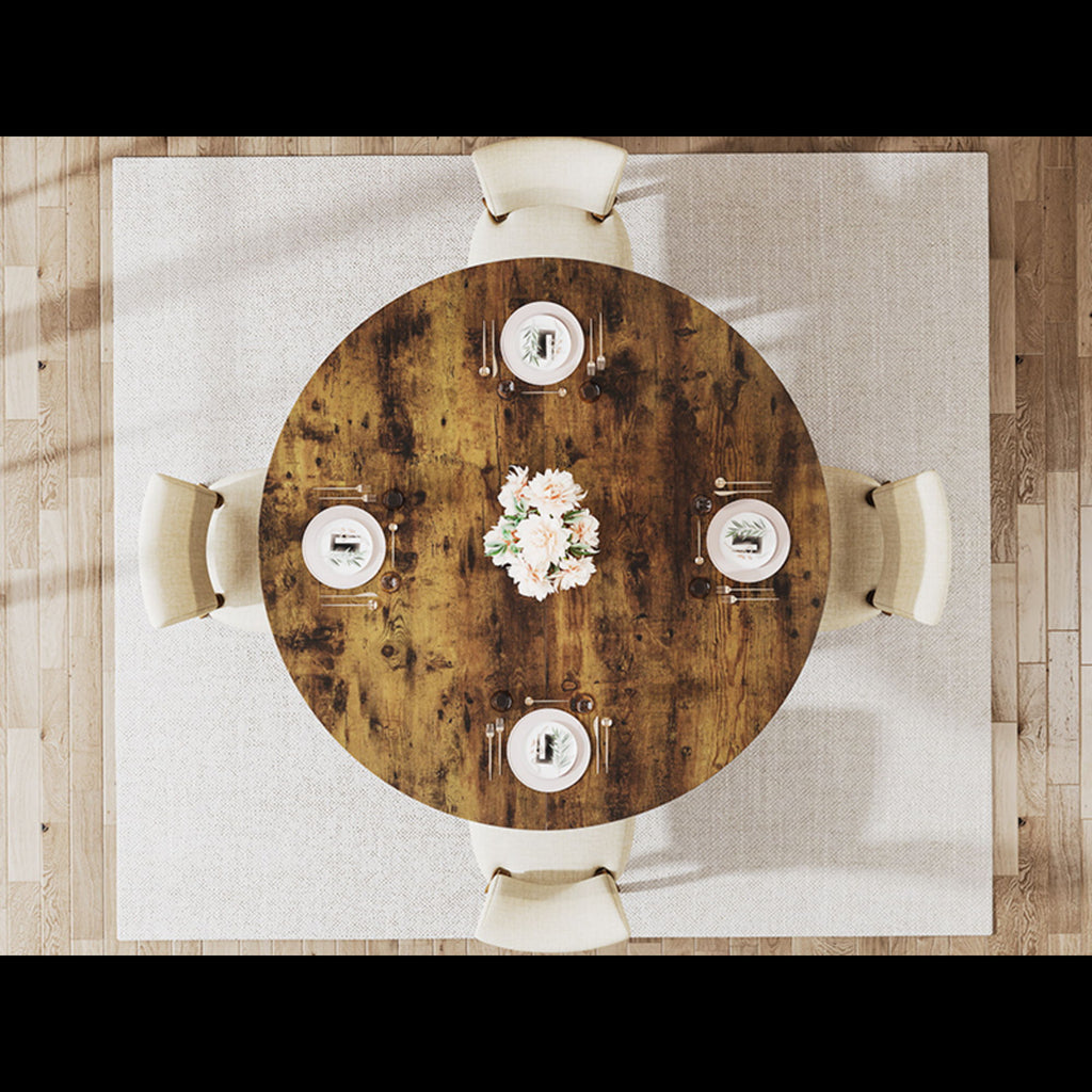 Round Dining Table With Circle Base - Brown / Black