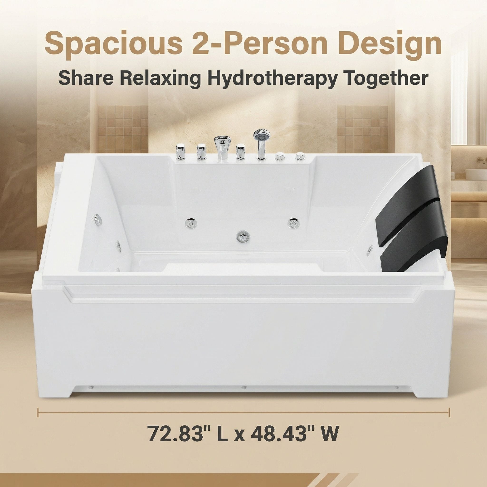 Xavier - Massage Double Bathtub - Milk White