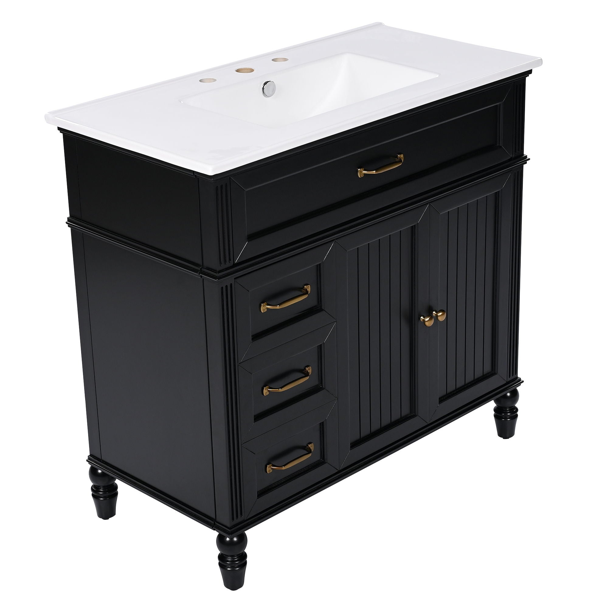 Bathroom Vanity With Sink, 2 Doors 2 Drawers, Freestanding Design