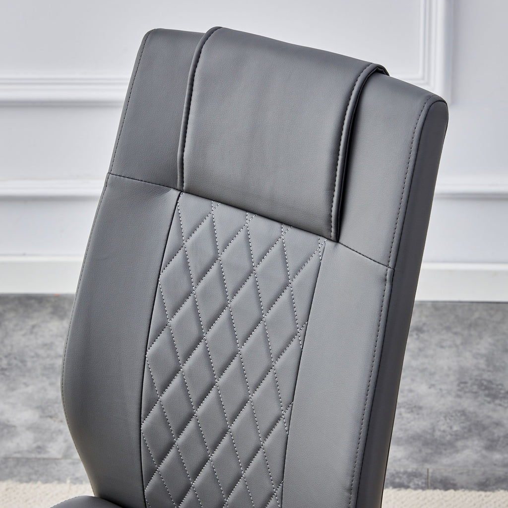 Modern Legged Upholstered Dining Chairs (Set of 4) Artificial For Kitchen And Office - Gray