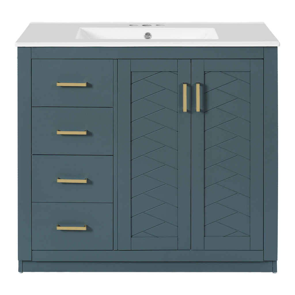 Bathroom Vanity With Sink Combo, Storage Cabinet, Freestanding Set With 3 Drawers & Soft Closing Doors