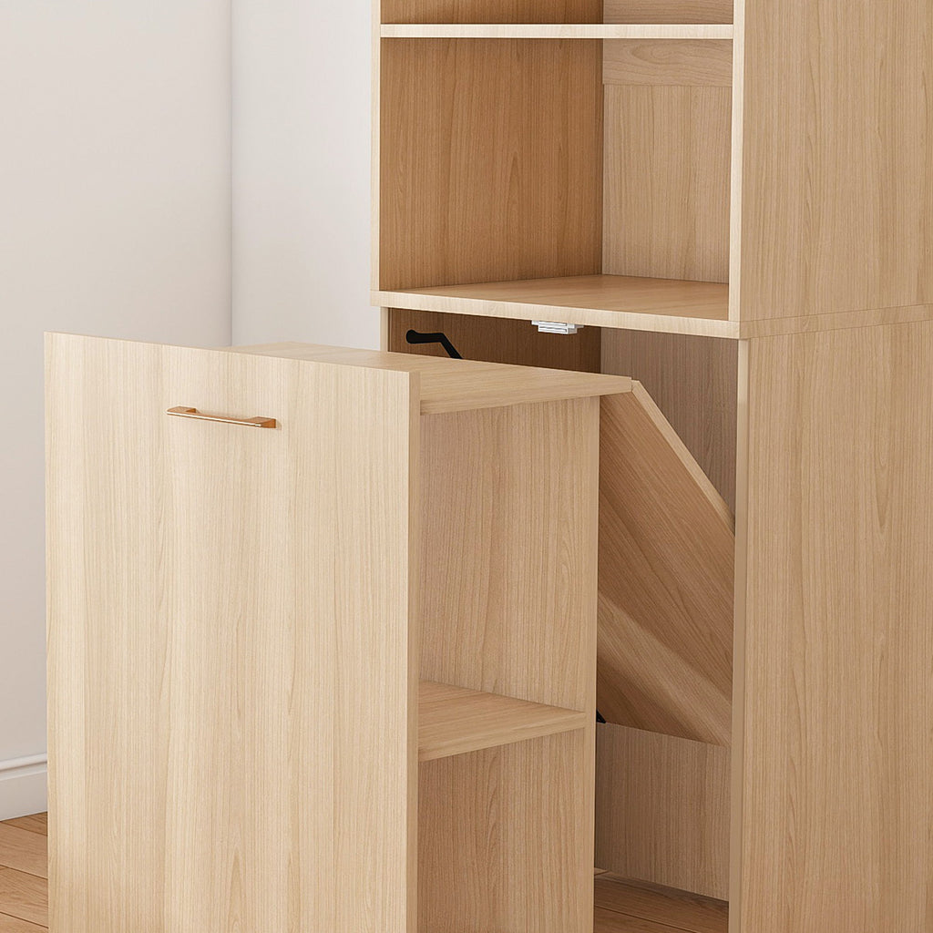 Stretchable Office Desk With Storage Shelves And Mobile Wheels